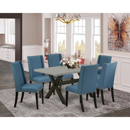 East West Furniture 7 Piece X-Style Kitchen Furniture Set - Mineral Blue X696FL121-7